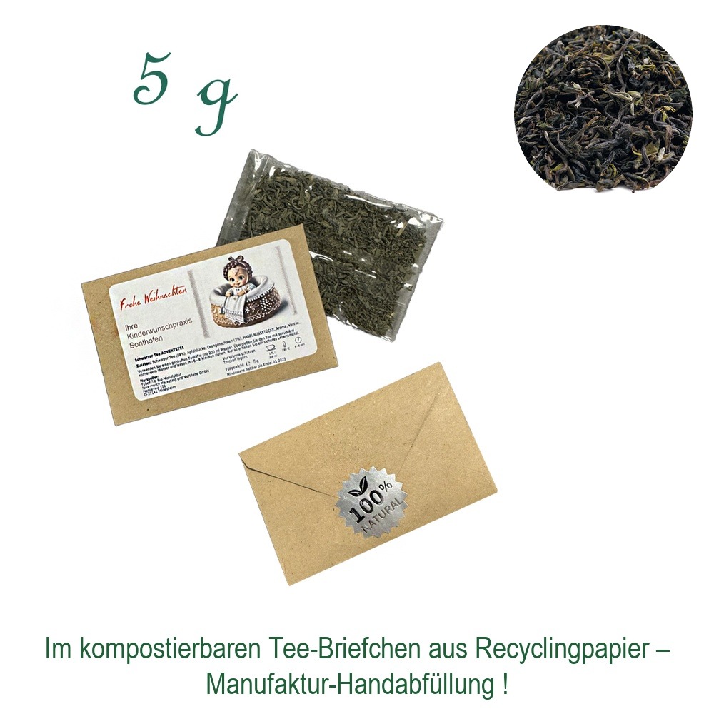Tee-Briefchen, kompostierbar, Recyclingpapier mit Zellglas-Beutel, Inhalt 5 g