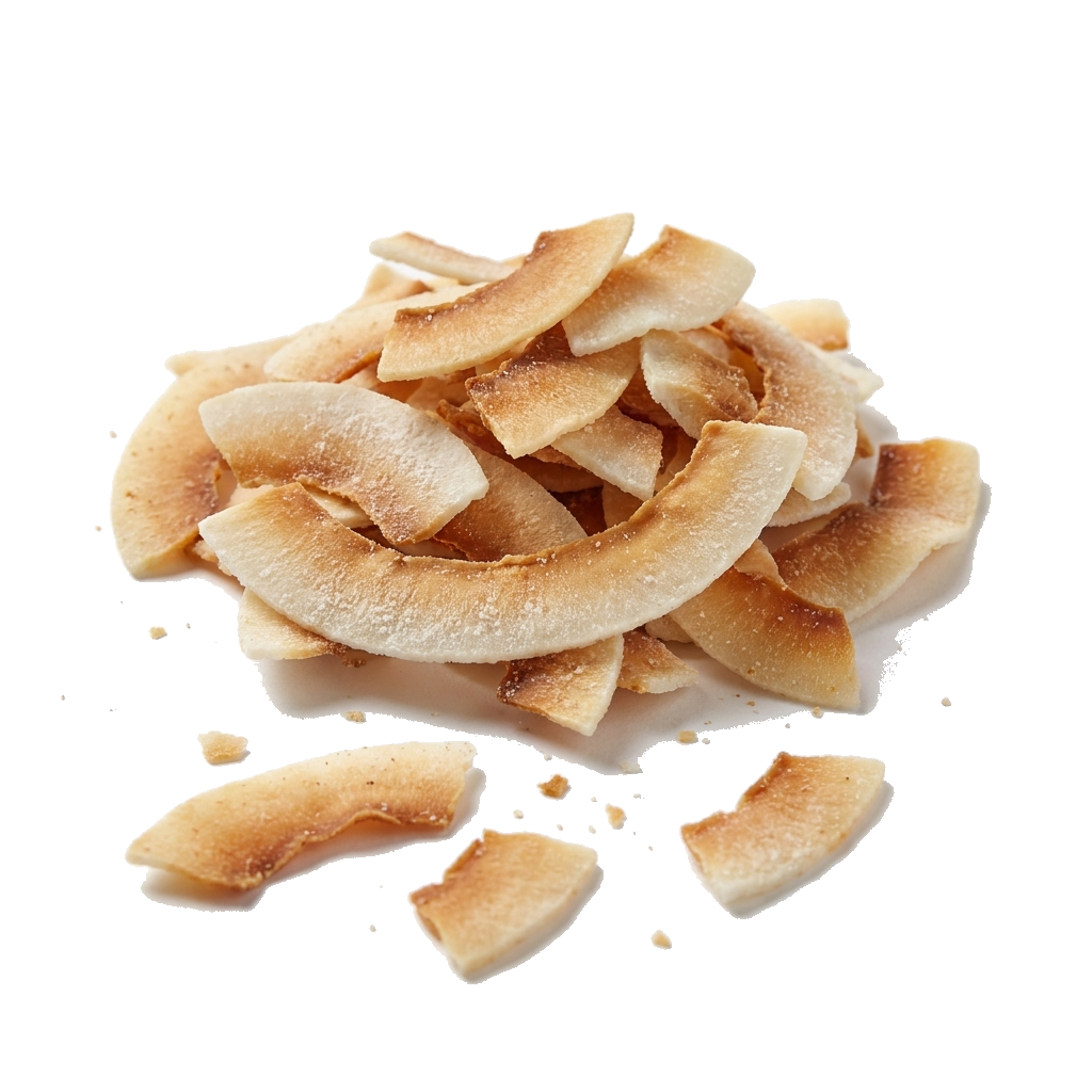 Kokoschips gesüßt und geröstet