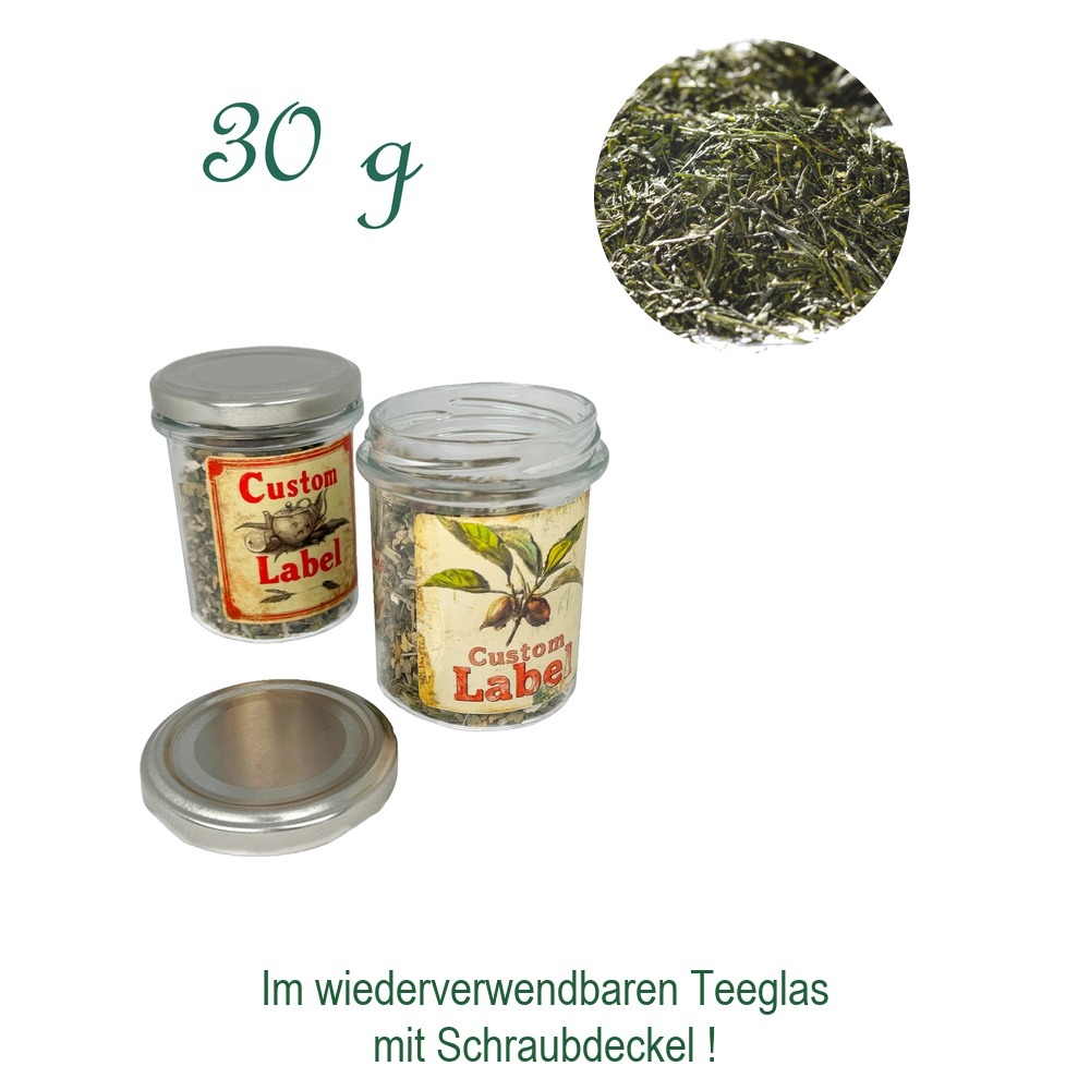 Teeglas mit Schraubdeckel, Glas/Weißblech, Inhalt 30 g