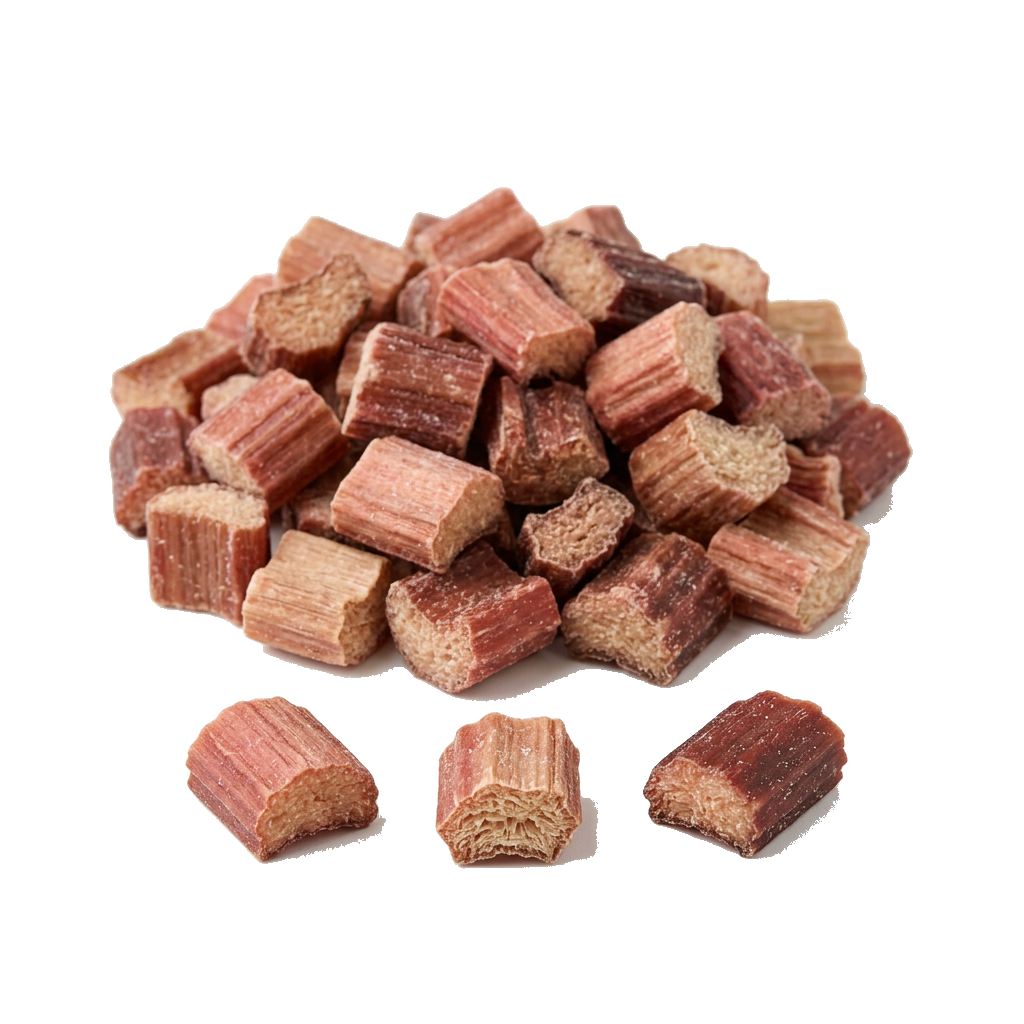 Rhabarber Chunks, gezuckert, ungeschwefelt