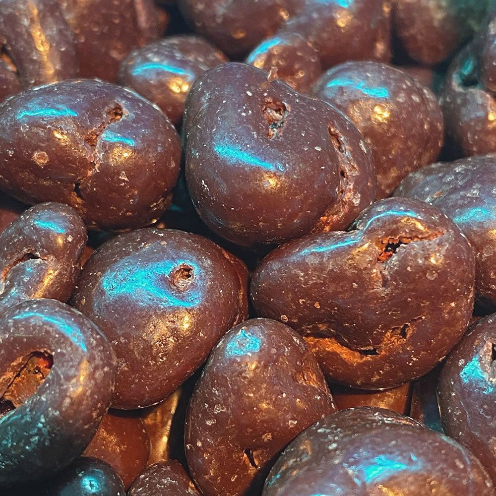 Cranberries mit Zartbitterschokolade umhüllt