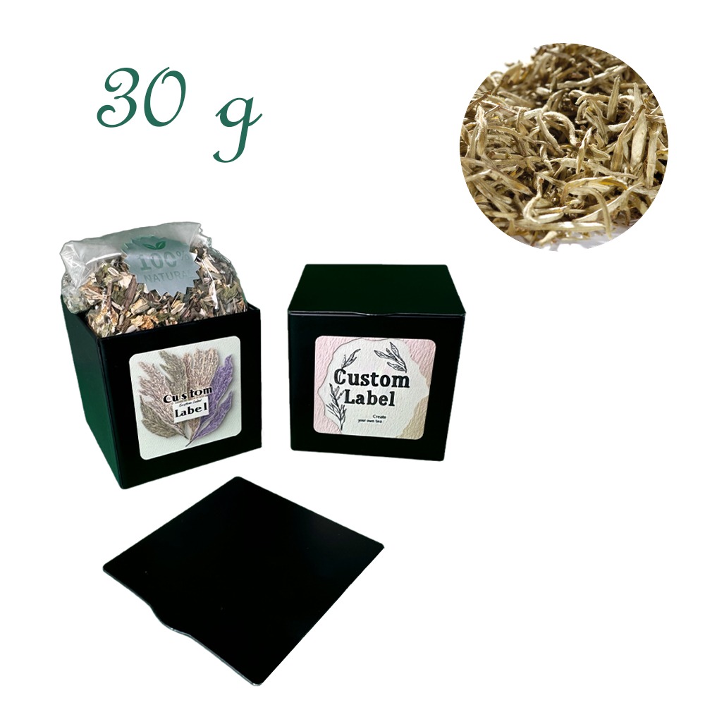 Quadratische Stülpdeckeldose, schwarz, Weißblech, Inhalt 30 g