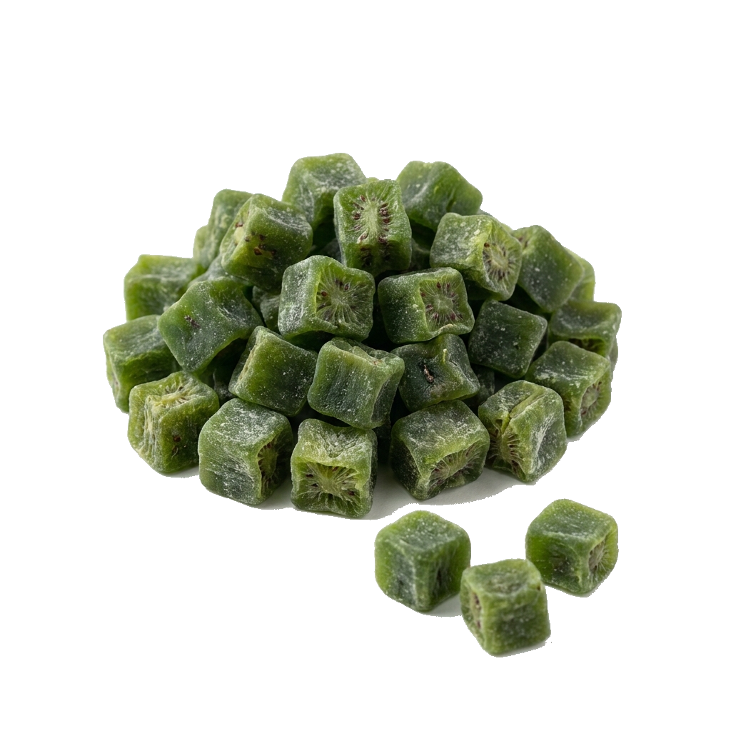Kiwiwürfel kandiert, mit Farbstoff