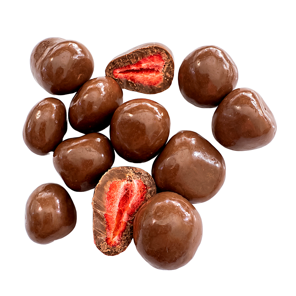 Erdbeeren gefriergetrocknet mit Vollmilchschokolade