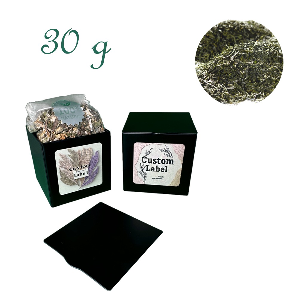 Quadratische Stülpdeckeldose, schwarz, Weißblech, Inhalt 30 g