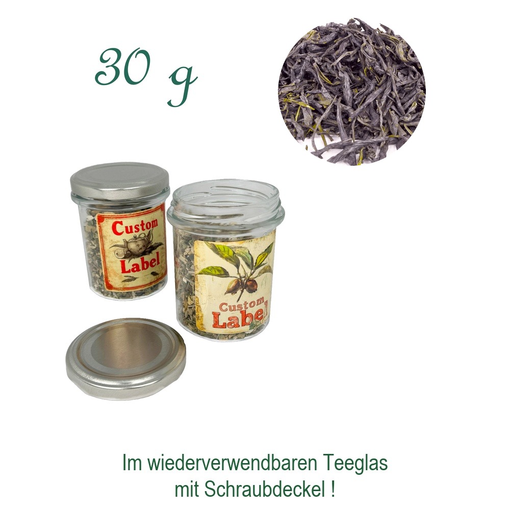 Teeglas mit Schraubdeckel, Glas/Weißblech, Inhalt 30 g