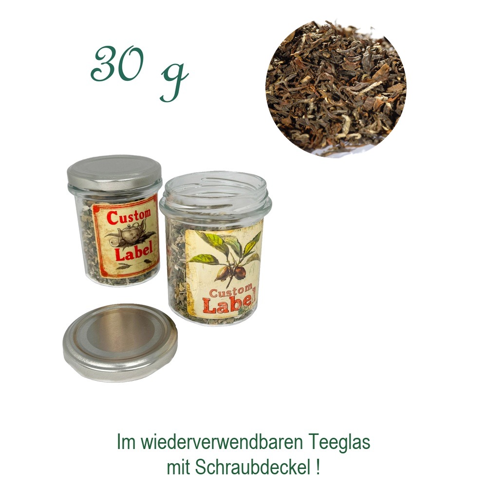 Teeglas mit Schraubdeckel, Glas/Weißblech, Inhalt 30 g