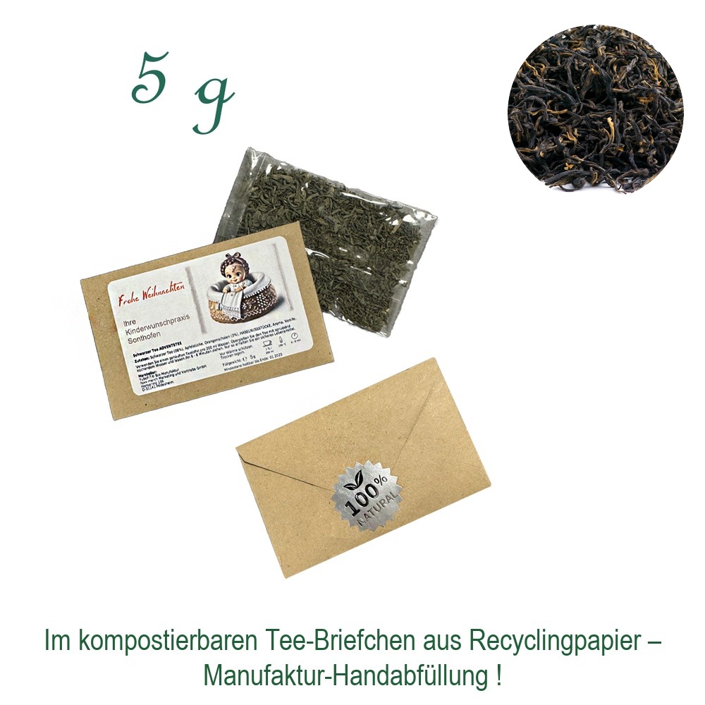 Tee-Briefchen, kompostierbar, Recyclingpapier mit Zellglas-Beutel, Inhalt 5 g