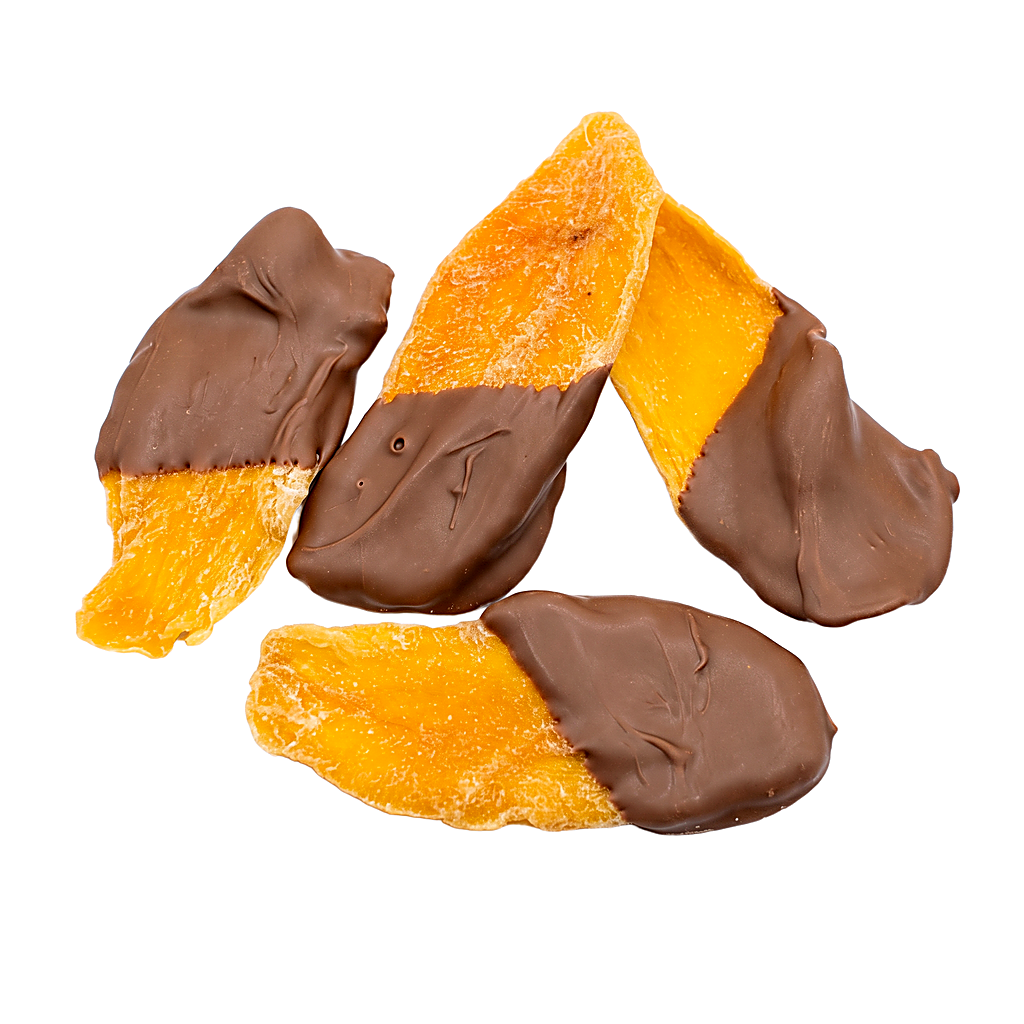Mango Scheiben gedippt in heller Glasur