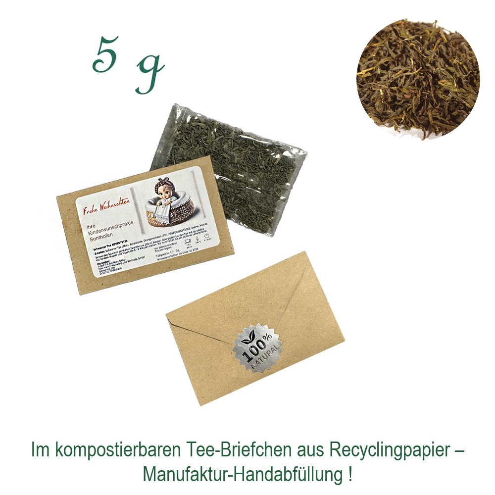 Tee-Briefchen, kompostierbar, Recyclingpapier mit Zellglas-Beutel, Inhalt 5 g
