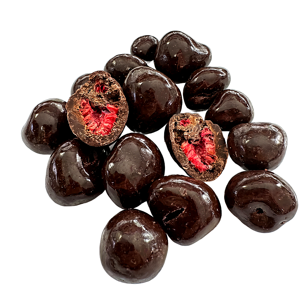 Himbeeren gefriergetrocknet mit Zartbitterschokolade