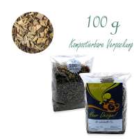 Kompostierbarer Zellglas-Beutel, Geprägtes Verschluss-Siegel aus Zuckerrohrpapier. Komplett abbaubar. Inhalt 100 g