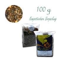 Kompostierbarer Zellglas-Beutel, Geprägtes Verschluss-Siegel aus Zuckerrohrpapier. Komplett abbaubar. Inhalt 100 g