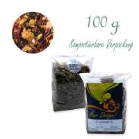 Kompostierbarer Zellglas-Beutel, Geprägtes Verschluss-Siegel aus Zuckerrohrpapier. Komplett abbaubar. Inhalt 100 g
