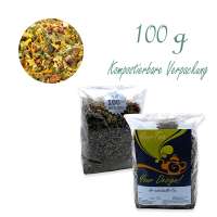 Kompostierbarer Zellglas-Beutel, Geprägtes Verschluss-Siegel aus Zuckerrohrpapier. Komplett abbaubar. Inhalt 100 g