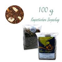 Kompostierbarer Zellglas-Beutel, Geprägtes Verschluss-Siegel aus Zuckerrohrpapier. Komplett abbaubar. Inhalt 100 g