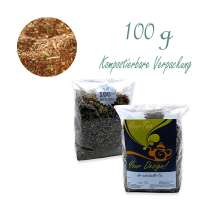 Kompostierbarer Zellglas-Beutel, Geprägtes Verschluss-Siegel aus Zuckerrohrpapier. Komplett abbaubar. Inhalt 100 g