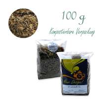 Kompostierbarer Zellglas-Beutel, Geprägtes Verschluss-Siegel aus Zuckerrohrpapier. Komplett abbaubar. Inhalt 100 g