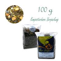 Kompostierbarer Zellglas-Beutel, Geprägtes Verschluss-Siegel aus Zuckerrohrpapier. Komplett abbaubar. Inhalt 100 g