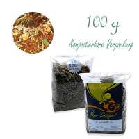 Kompostierbarer Zellglas-Beutel, Geprägtes Verschluss-Siegel aus Zuckerrohrpapier. Komplett abbaubar. Inhalt 100 g