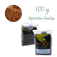 Kompostierbarer Zellglas-Beutel, Geprägtes Verschluss-Siegel aus Zuckerrohrpapier. Komplett abbaubar. Inhalt 100 g