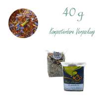Kompostierbarer Zellglas-Beutel, Geprägtes Verschluss-Siegel aus Zuckerrohrpapier. Komplett abbaubar. Inhalt 40 g