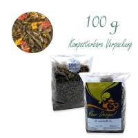 Kompostierbarer Zellglas-Beutel, Geprägtes Verschluss-Siegel aus Zuckerrohrpapier. Komplett abbaubar. Inhalt 100 g