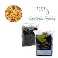 Kompostierbarer Zellglas-Beutel, Geprägtes Verschluss-Siegel aus Zuckerrohrpapier. Komplett abbaubar. Inhalt 100 g