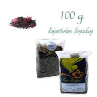 Kompostierbarer Zellglas-Beutel, Geprägtes Verschluss-Siegel aus Zuckerrohrpapier. Komplett abbaubar. Inhalt 100 g