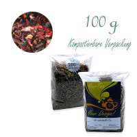 Kompostierbarer Zellglas-Beutel, Geprägtes Verschluss-Siegel aus Zuckerrohrpapier. Komplett abbaubar. Inhalt 100 g