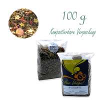 Kompostierbarer Zellglas-Beutel, Geprägtes Verschluss-Siegel aus Zuckerrohrpapier. Komplett abbaubar. Inhalt 100 g