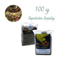 Kompostierbarer Zellglas-Beutel, Geprägtes Verschluss-Siegel aus Zuckerrohrpapier. Komplett abbaubar. Inhalt 100 g
