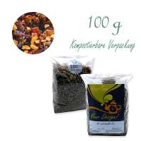 Kompostierbarer Zellglas-Beutel, Geprägtes Verschluss-Siegel aus Zuckerrohrpapier. Komplett abbaubar. Inhalt 100 g