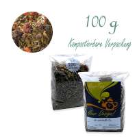 Kompostierbarer Zellglas-Beutel, Geprägtes Verschluss-Siegel aus Zuckerrohrpapier. Komplett abbaubar. Inhalt 100 g