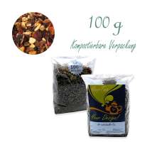Kompostierbarer Zellglas-Beutel, Geprägtes Verschluss-Siegel aus Zuckerrohrpapier. Komplett abbaubar. Inhalt 100 g