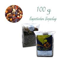 Kompostierbarer Zellglas-Beutel, Geprägtes Verschluss-Siegel aus Zuckerrohrpapier. Komplett abbaubar. Inhalt 100 g