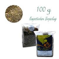 Kompostierbarer Zellglas-Beutel, Geprägtes Verschluss-Siegel aus Zuckerrohrpapier. Komplett abbaubar. Inhalt 100 g