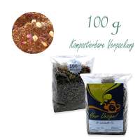 Kompostierbarer Zellglas-Beutel, Geprägtes Verschluss-Siegel aus Zuckerrohrpapier. Komplett abbaubar. Inhalt 100 g