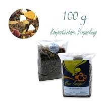 Kompostierbarer Zellglas-Beutel, Geprägtes Verschluss-Siegel aus Zuckerrohrpapier. Komplett abbaubar. Inhalt 100 g