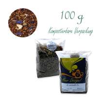 Kompostierbarer Zellglas-Beutel, Geprägtes Verschluss-Siegel aus Zuckerrohrpapier. Komplett abbaubar. Inhalt 100 g