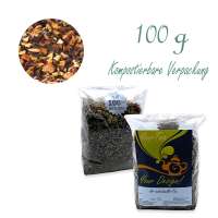 Kompostierbarer Zellglas-Beutel, Geprägtes Verschluss-Siegel aus Zuckerrohrpapier. Komplett abbaubar. Inhalt 100 g
