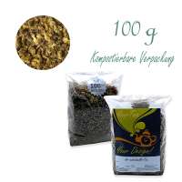 Kompostierbarer Zellglas-Beutel, Geprägtes Verschluss-Siegel aus Zuckerrohrpapier. Komplett abbaubar. Inhalt 100 g