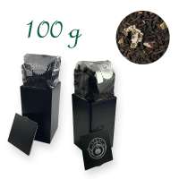 Quadratische Stülpdeckeldose, schwarz, Weißblech, Inhalt 100 g