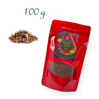 Aluverbundfolien-Standbodenbeutel, Aromabeutel, rot, mit Fenster, Inhalt 100 g