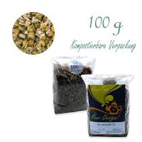 Kompostierbarer Zellglas-Beutel, Geprägtes Verschluss-Siegel aus Zuckerrohrpapier. Komplett abbaubar. Inhalt 100 g