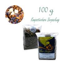 Kompostierbarer Zellglas-Beutel, Geprägtes Verschluss-Siegel aus Zuckerrohrpapier. Komplett abbaubar. Inhalt 100 g