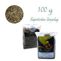 Kompostierbarer Zellglas-Beutel, Geprägtes Verschluss-Siegel aus Zuckerrohrpapier. Komplett abbaubar. Inhalt 100 g